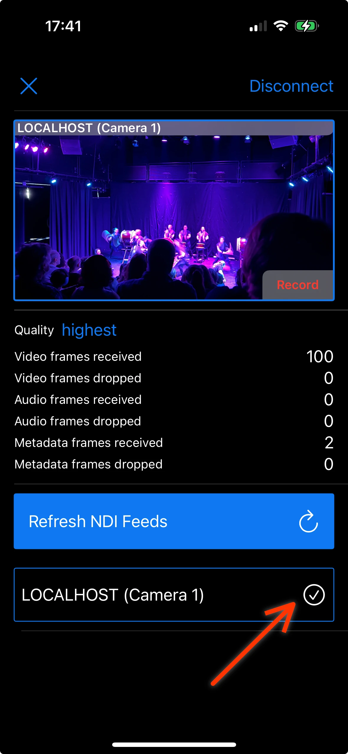 Select the feed from the list