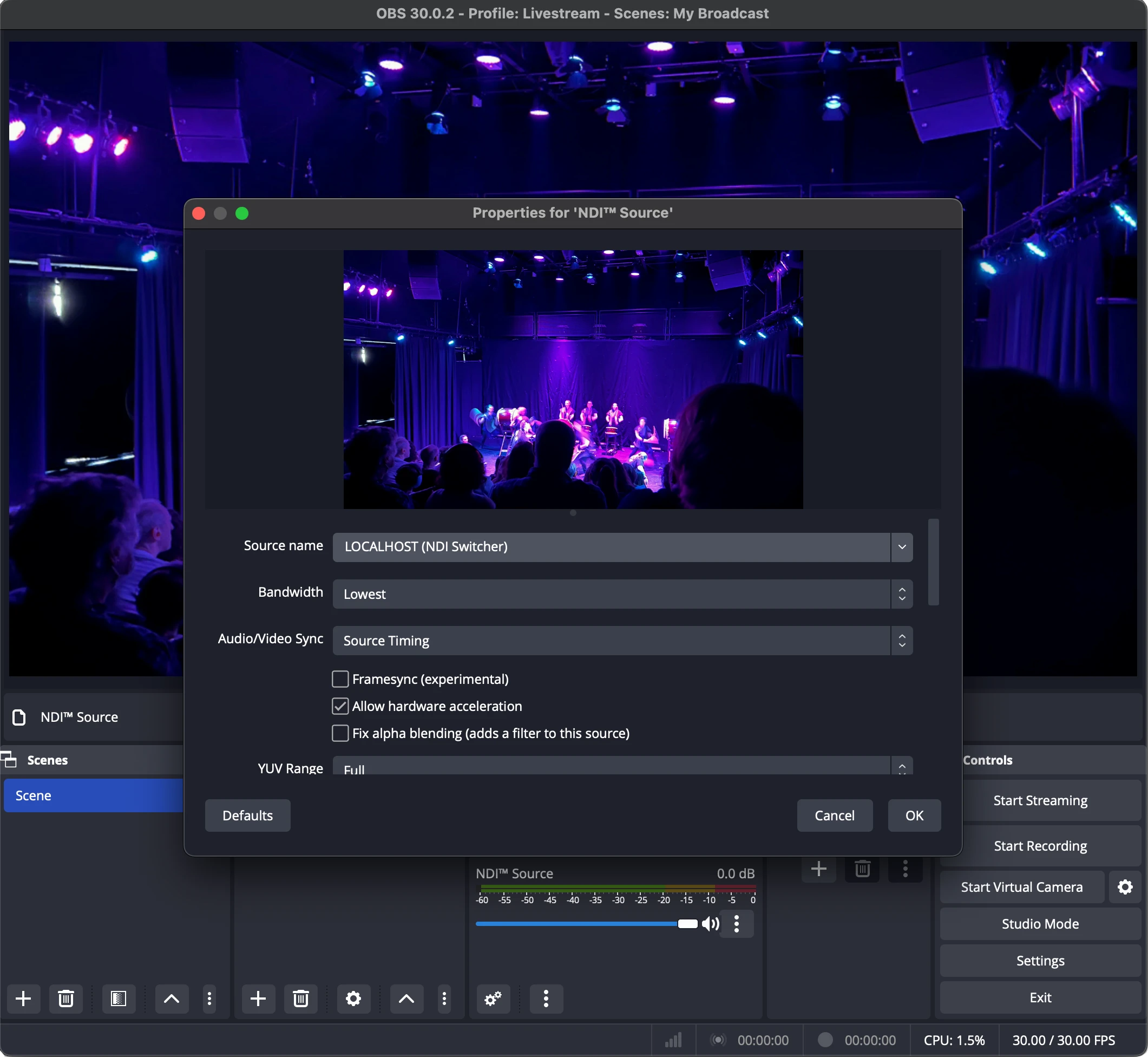 Connect via NDI